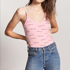 Pink “thank you” bodysuit